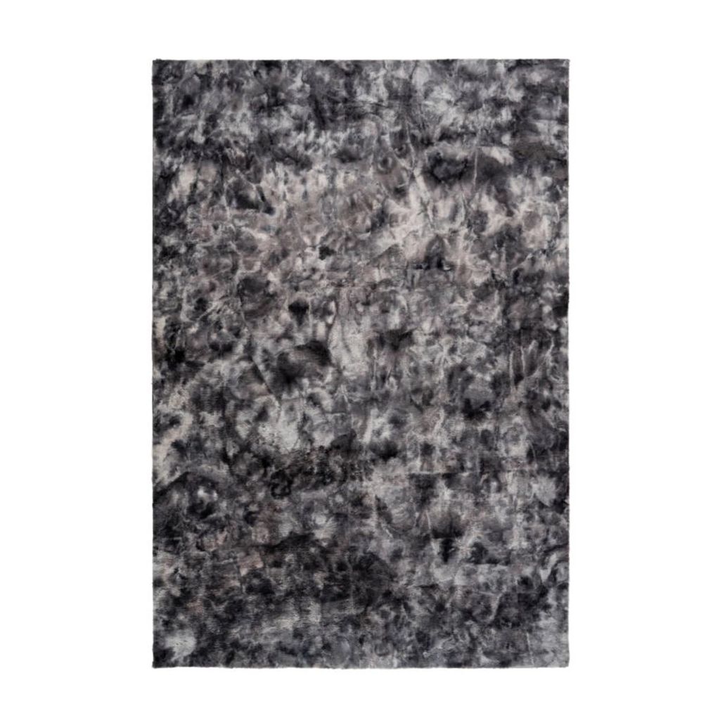 Modern mintás szőnyeg, sötétszürke, poliészter, 80x150 cm - CARRELIS - Butopêa akciós termékkép 1